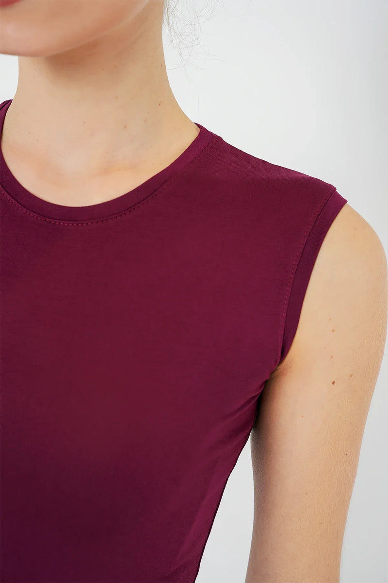 Body femme sans manches en viscose et lycra 4347