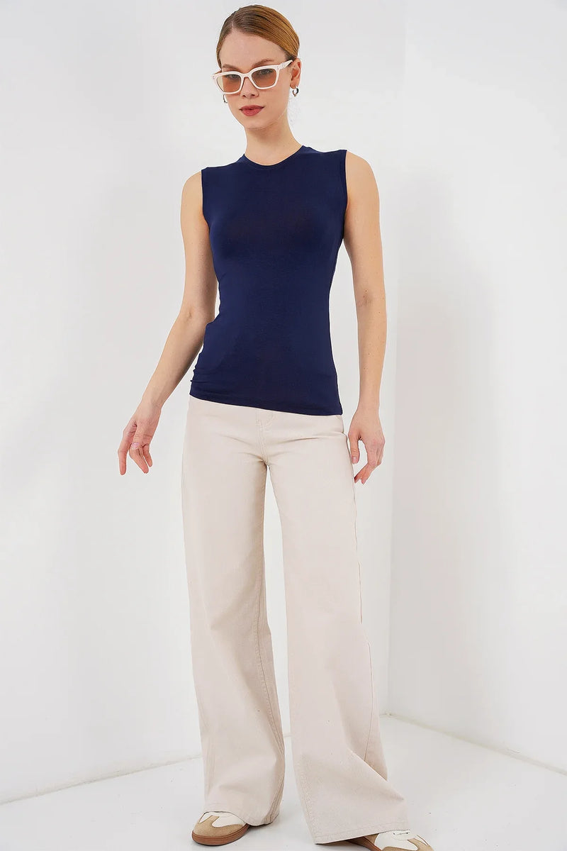 Body femme sans manches en viscose et lycra 4347