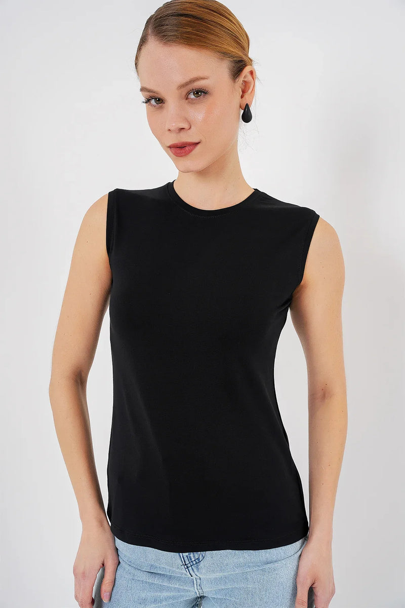 Body femme sans manches en viscose et lycra 4347