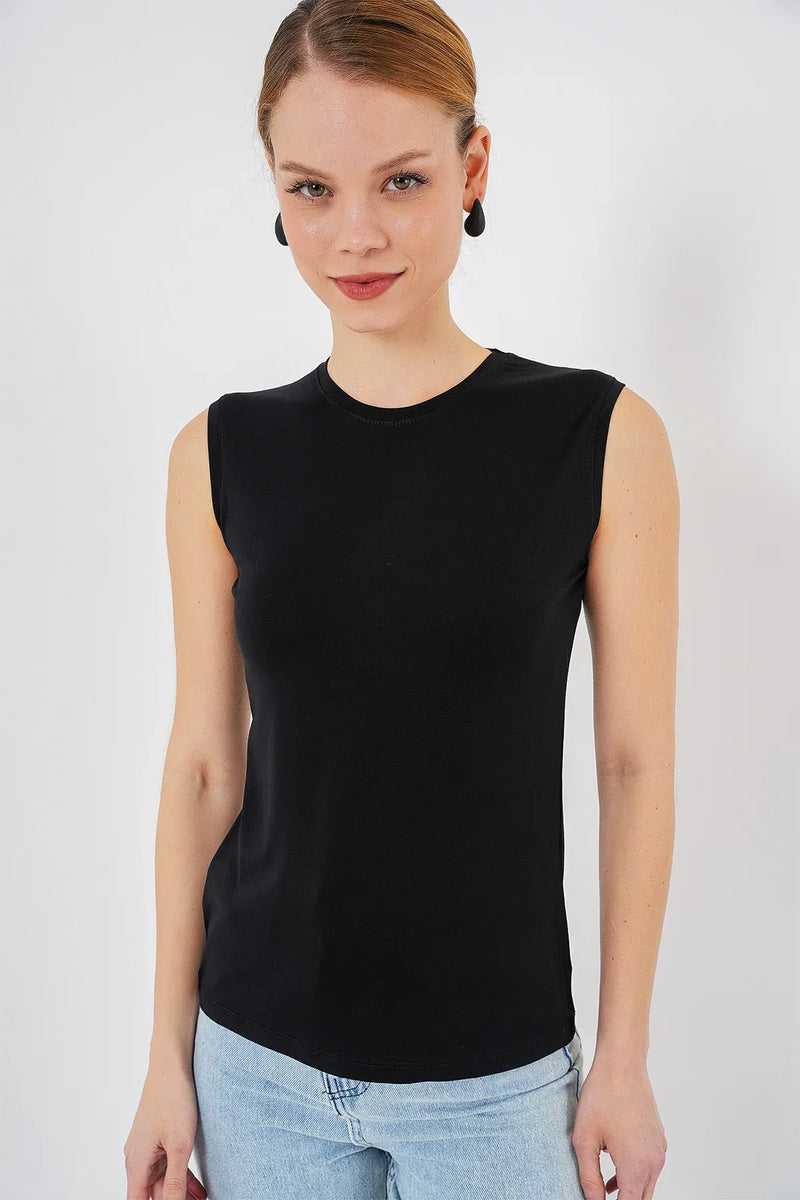 Body femme sans manches en viscose et lycra 4347