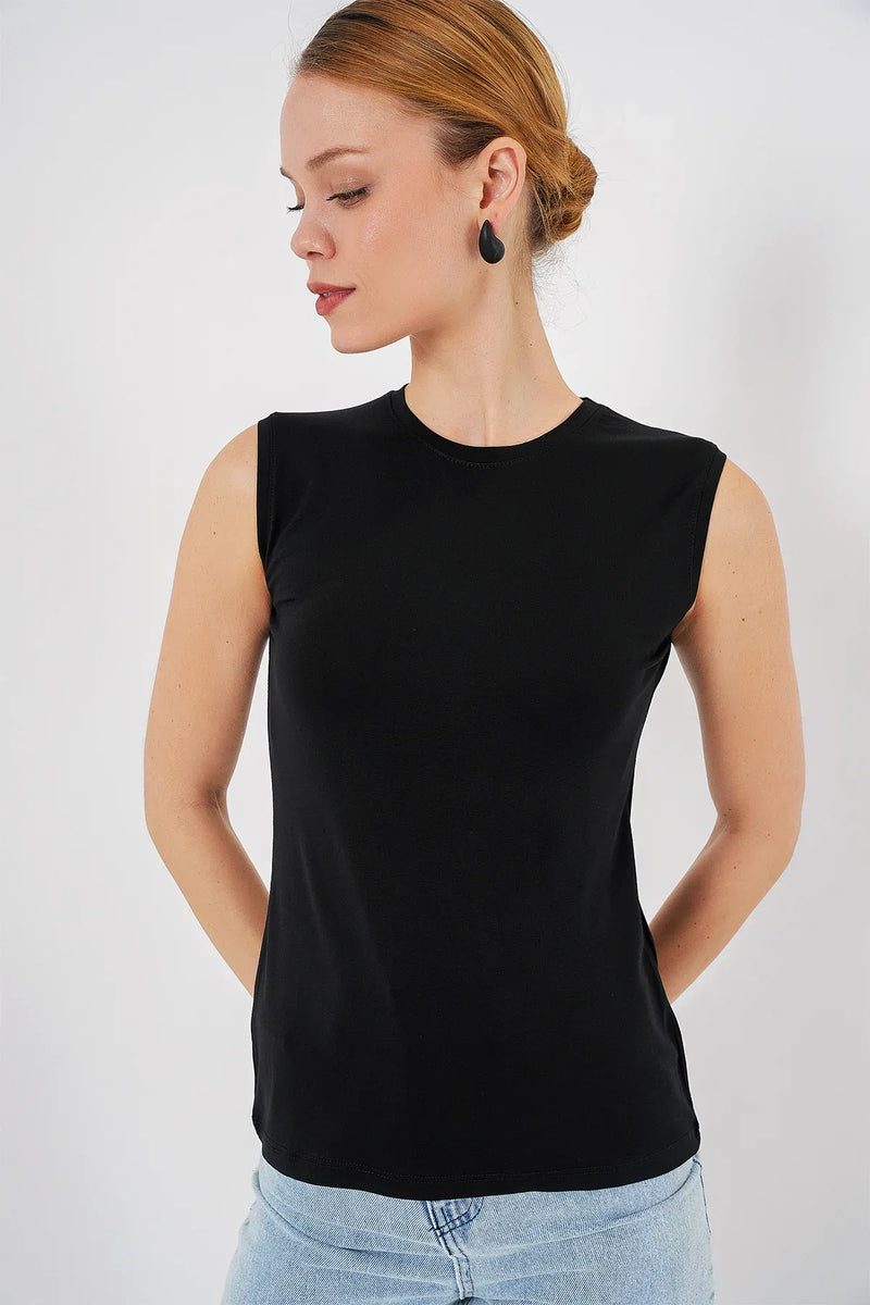 Body femme sans manches en viscose et lycra 4347