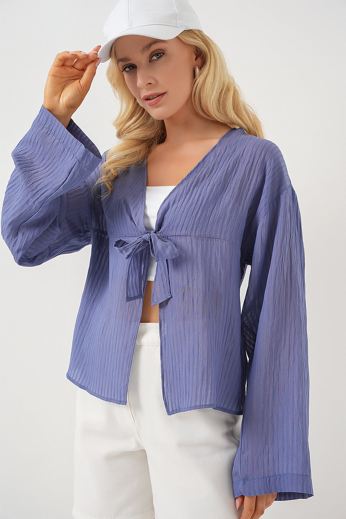 kadin önü bağcikli bluz 952 - Justyol