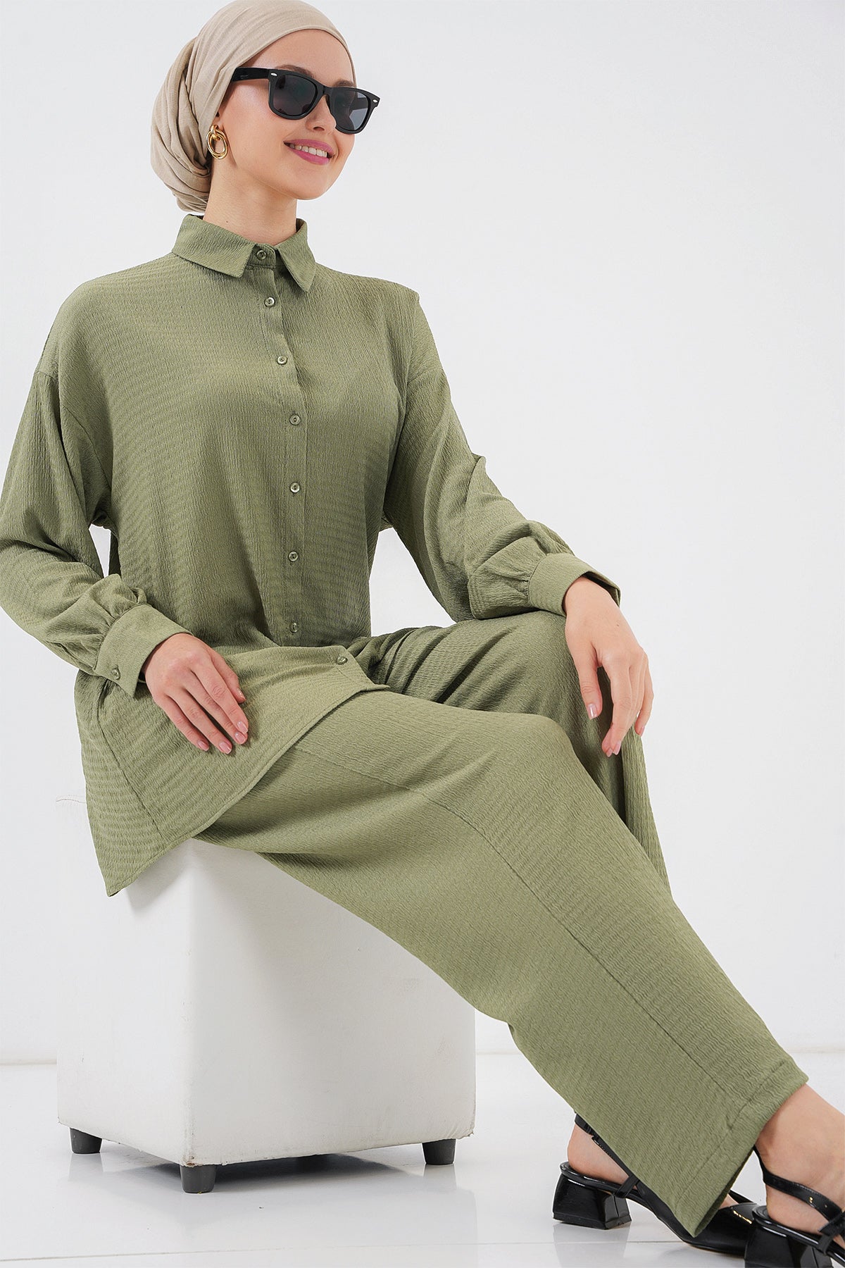 kadin örme tesettür alt üst takim 6711 - Justyol