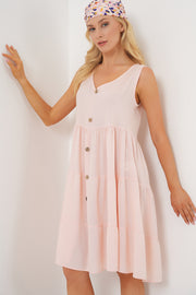 kadin sifir kol düğmeli kisa elbise 2571 - Justyol