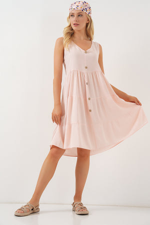 kadin sifir kol düğmeli kisa elbise 2571 - Justyol