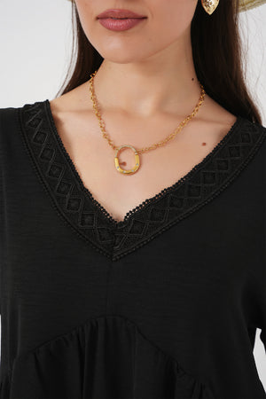 kadin v yaka kisa kol elbise 2567 - Justyol