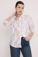 <tc>Chemise à motif en feuille d'argent pour femme 20253.</tc>