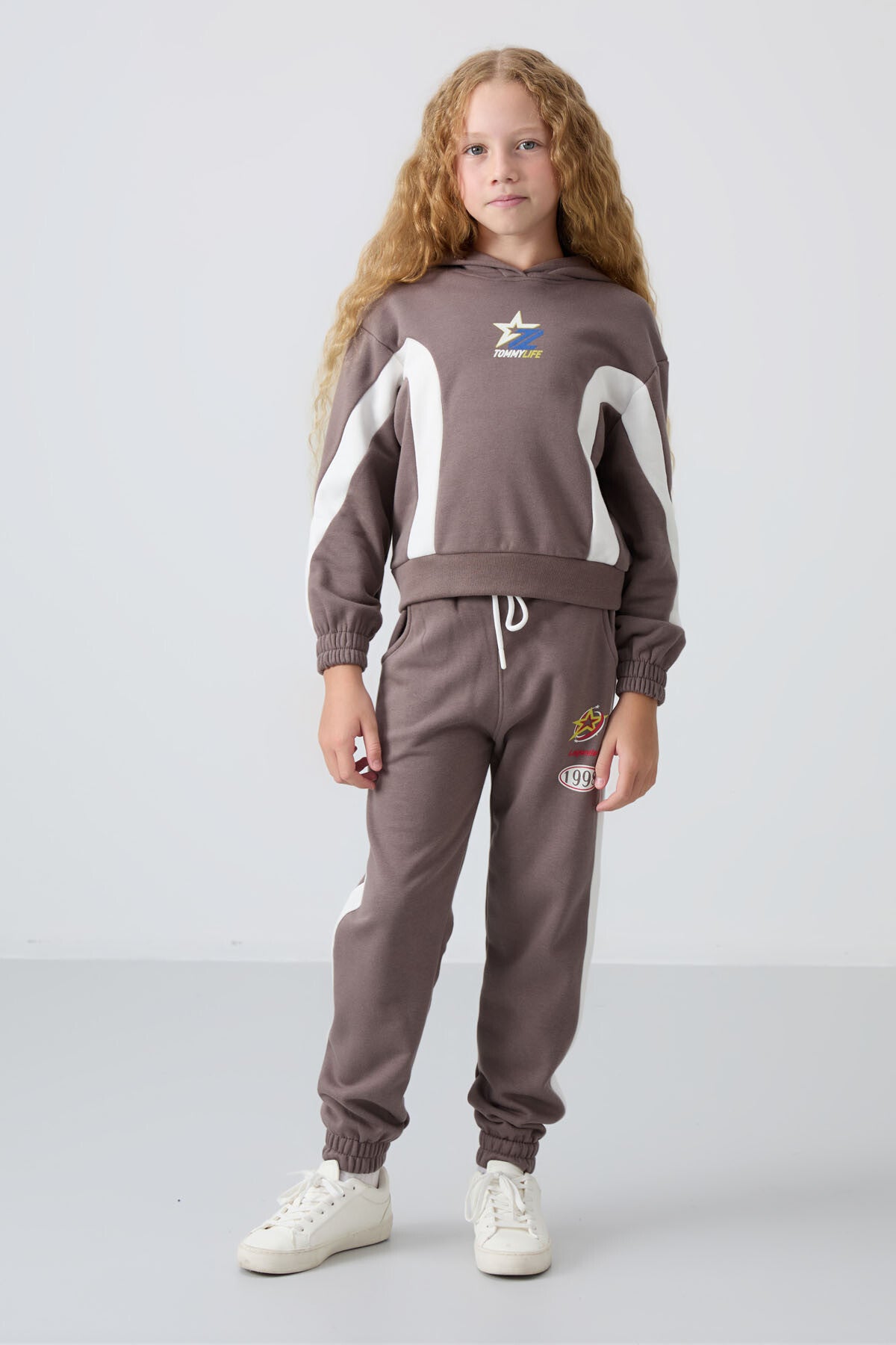 <tc>Survêtement Fille Marron en Coton à Intérieur Doux Texturé, Imprimé et Coupe Standard - 75166</tc>