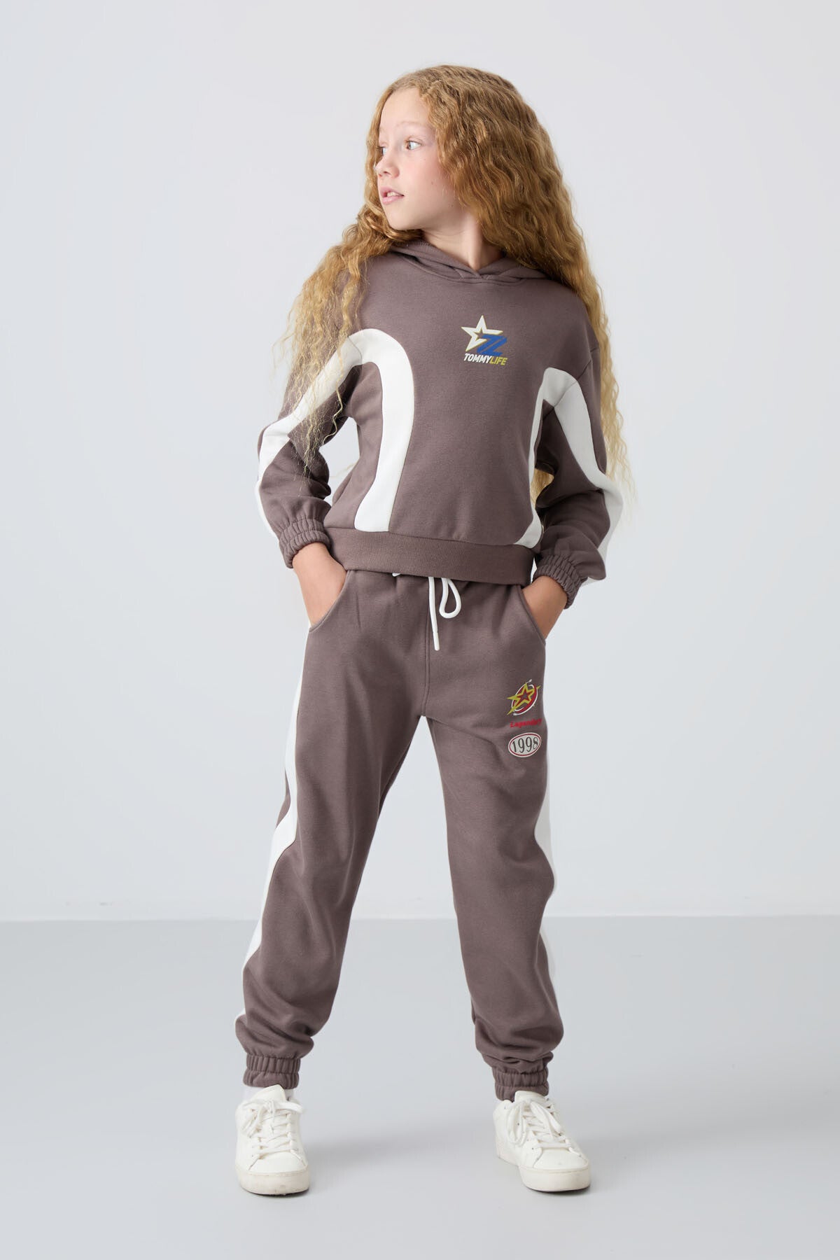 <tc>Survêtement Fille Marron en Coton à Intérieur Doux Texturé, Imprimé et Coupe Standard - 75166</tc>