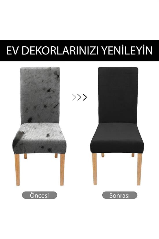 kaliteli likrali kadife sandalye örtüsü sandalye kilifi mutfak sandalye örtüsü sandalye koruma 4lü - Justyol