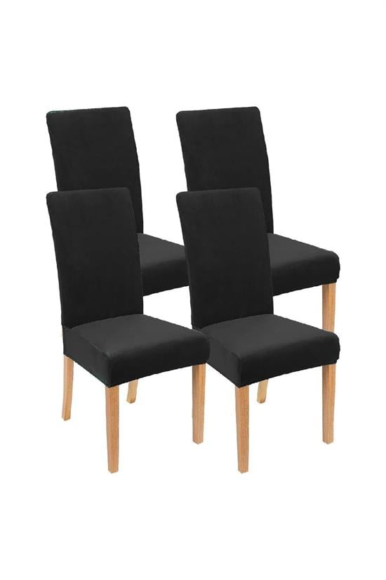 Housse de Chaise Extensible en Velours Motif Nid d’Abeille – Lot de 4