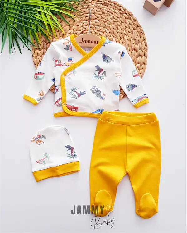 3 pieces zibin set with caravan theme - mustard Jammy Baby