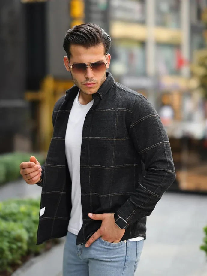 Chemise Homme à Carreaux Oduncu Fit en Coton Tricoté | Confort & Style