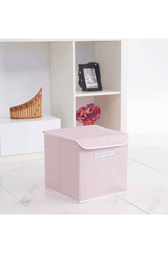 boîte de rangement pliable avec couvercle pour organisation de placard et boîte de rangement pour linge et jouets, panier 30x30x30