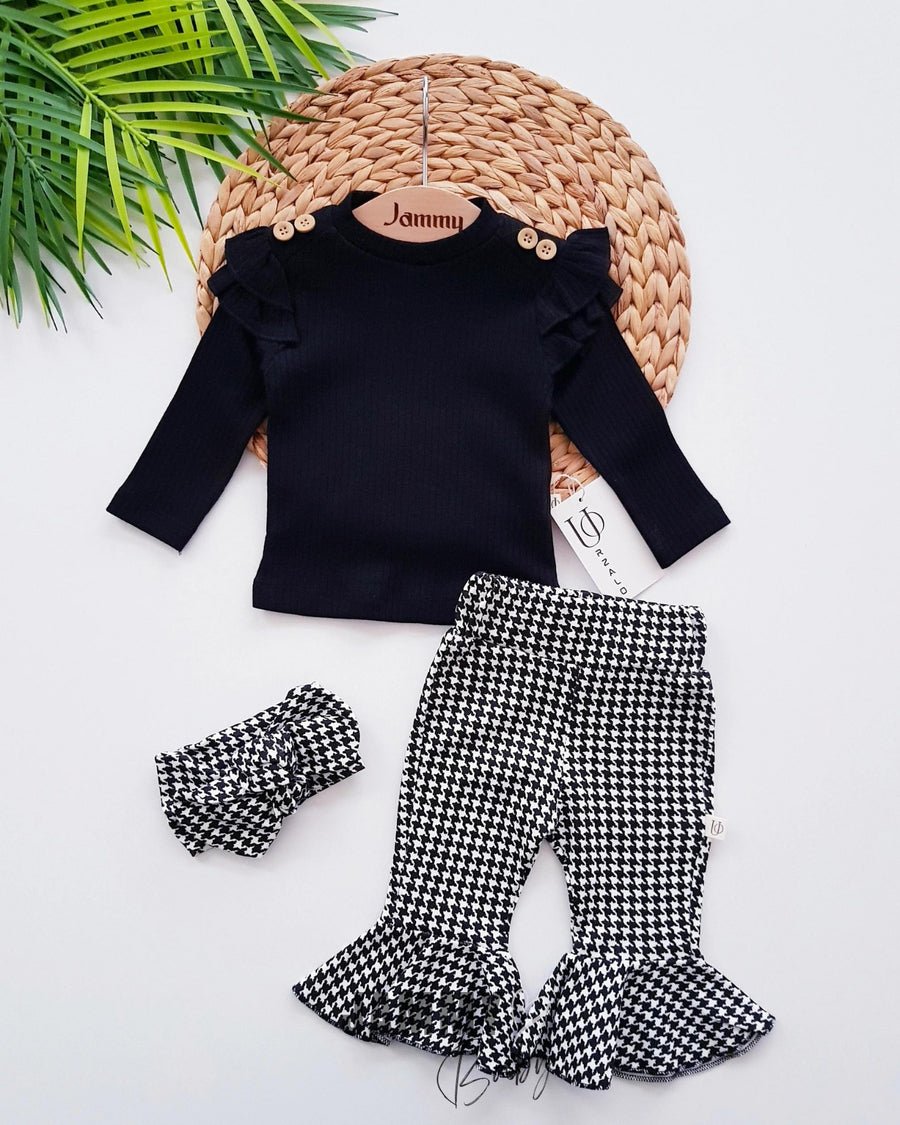 plaid pattern spanish tights bandana 3 piece set - ekru - Justyol