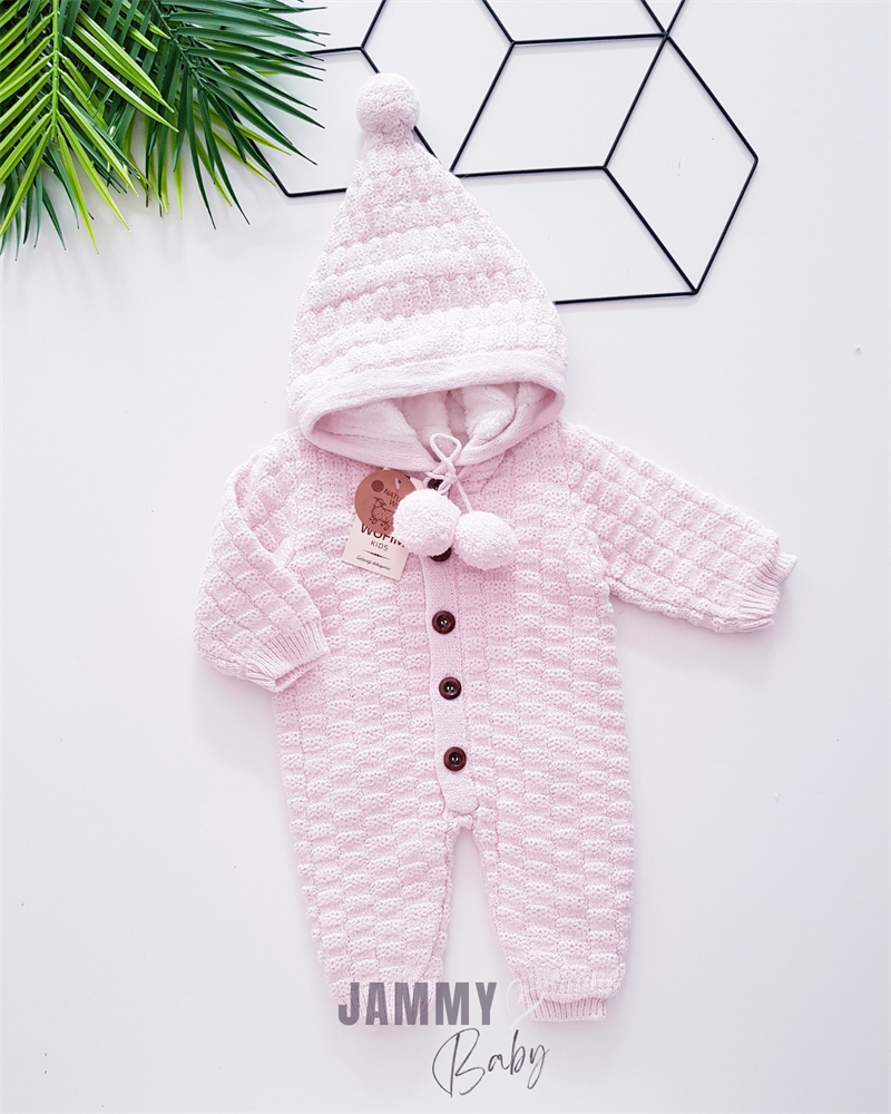 cut sugar pattern welsoft knitwear jumpsuit-soft pink