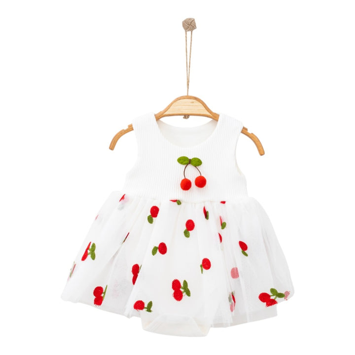 Robe Bébé en Tulle Motif Cerises