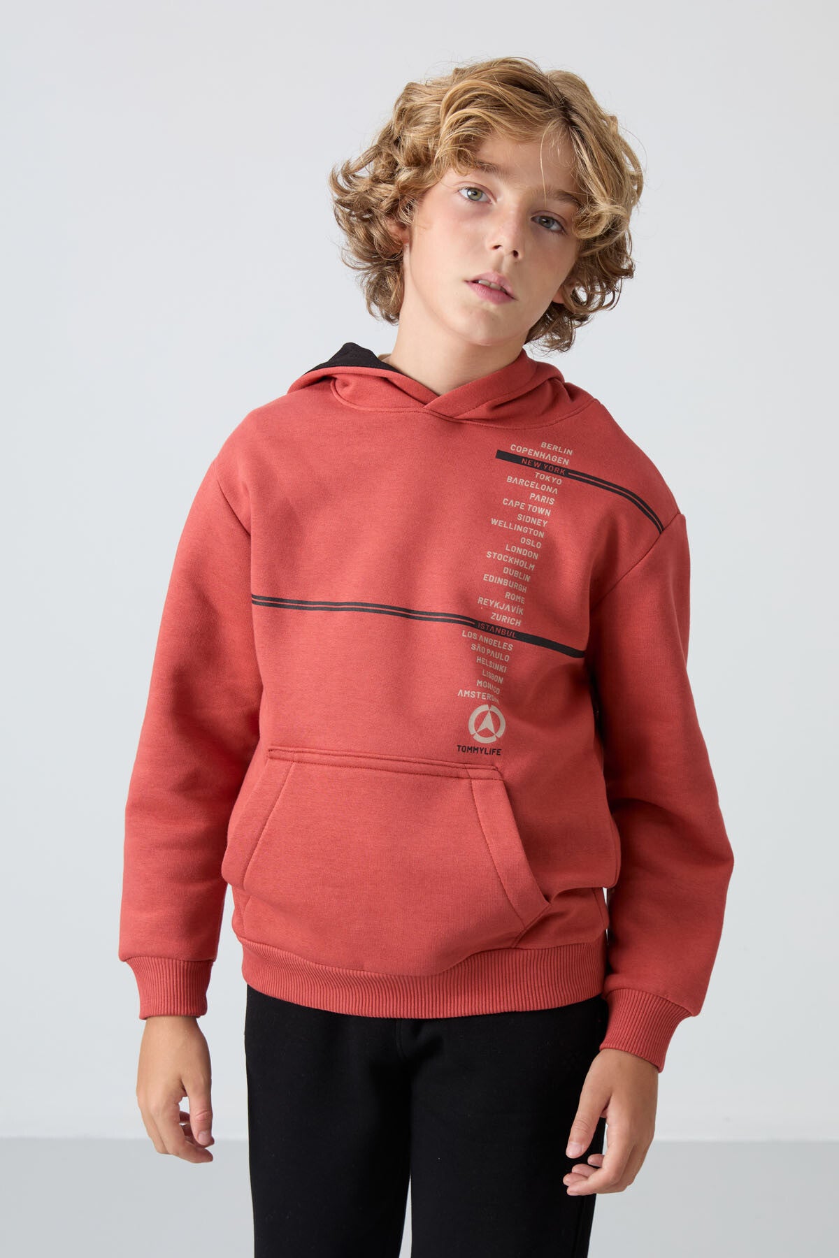 pamuklu kalin içi tüylü yumuşak dokulu standart fit baskili erkek çocuk sweatshirt - 11239