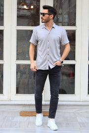 Erkek Kısa Kollu Oversize Gömlek - Justyol