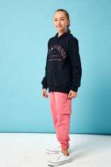 <tc>Sweatshirt fille à capuche avec détails d'impression "California"</tc>