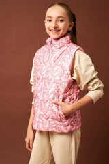 <tc>Gilet fille à motif floral</tc>