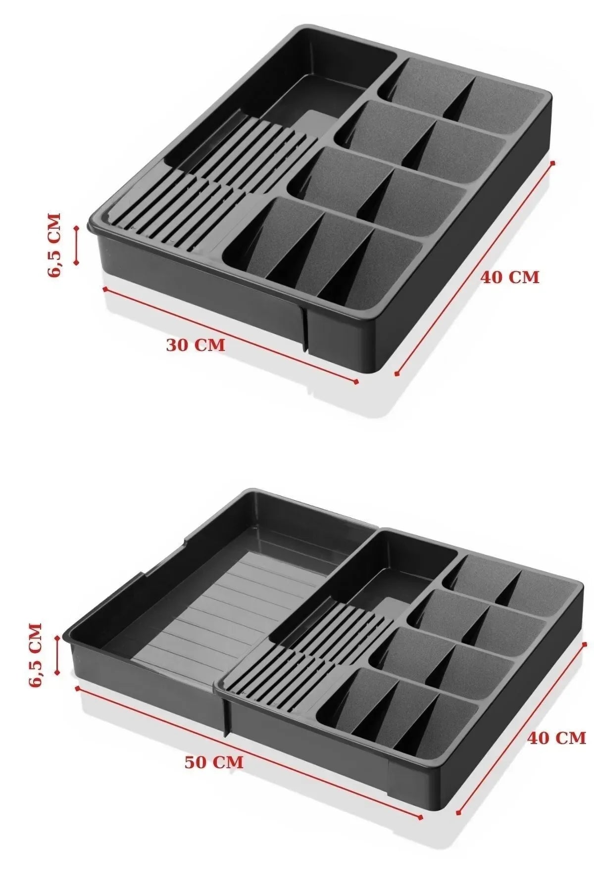 Organisateur de tiroir extensible avec support couteaux et cuillères – Anthracite - Justyol