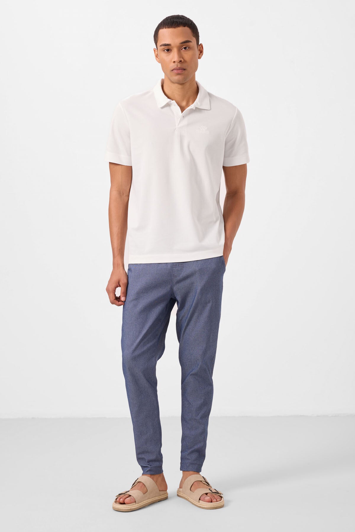 standart fit dokuma hafif esnek chino erkek pantolon - 82180 - Justyol