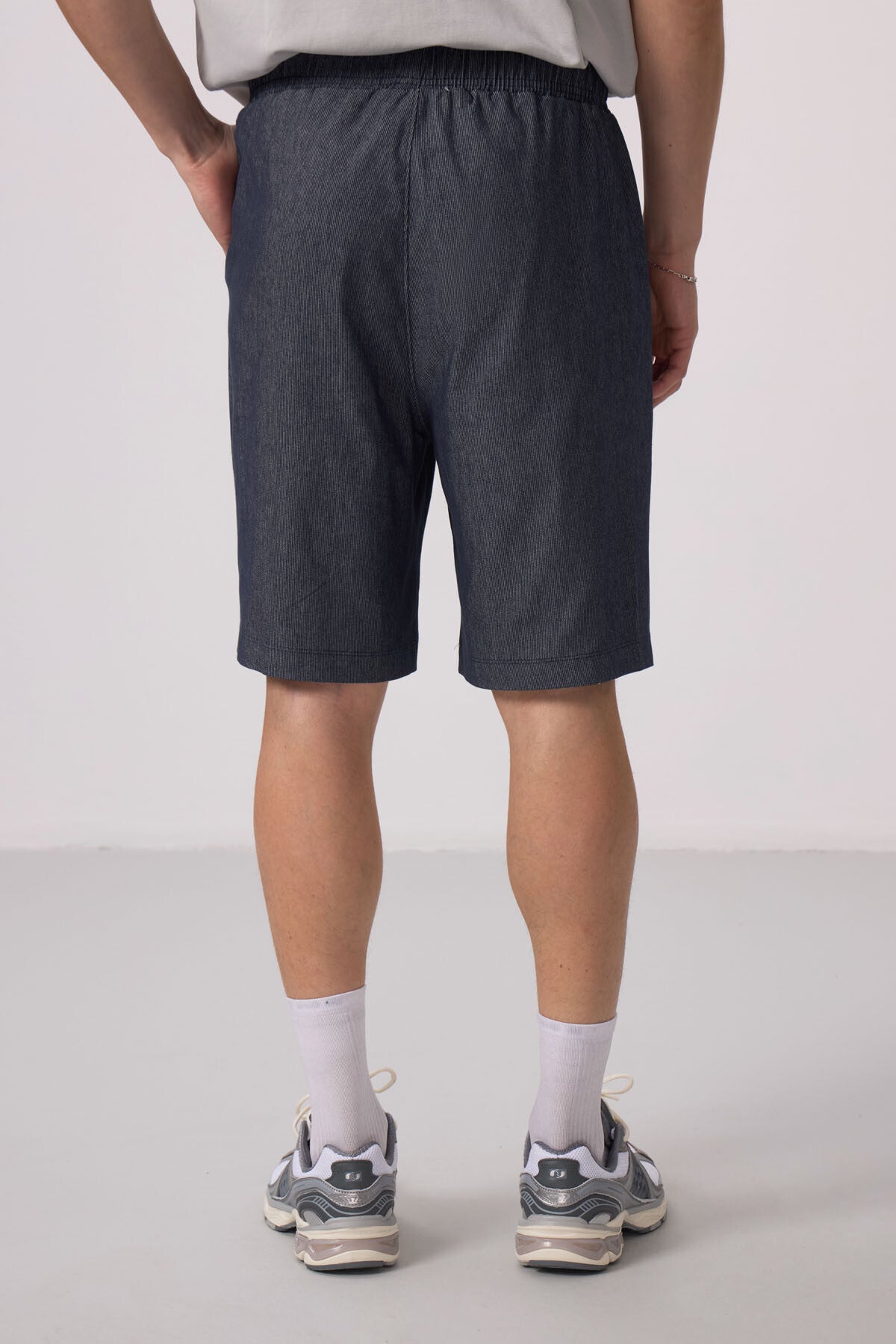 gri standart fit dokuma hafif esnek chino şort - 81290 - Justyol