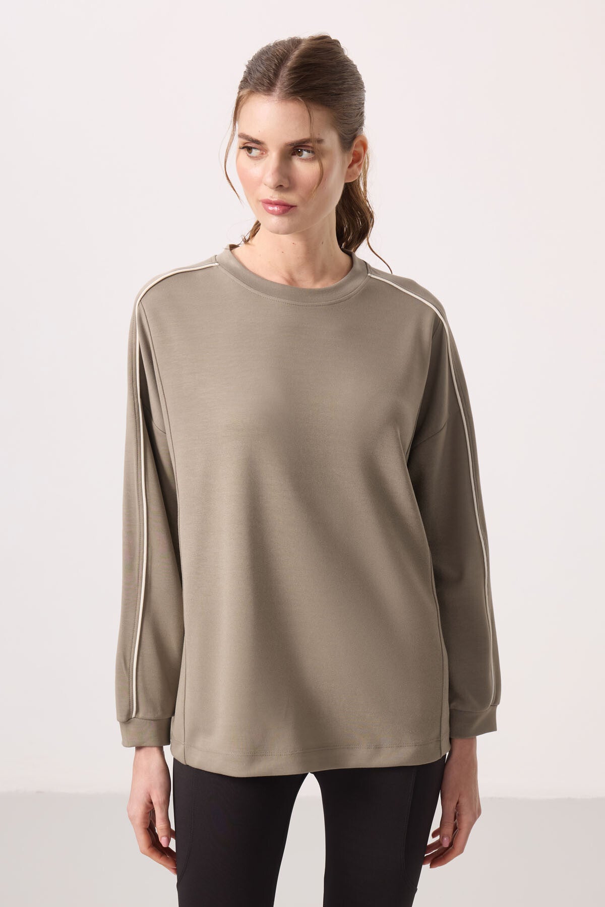 <tc>Sweatshirt tunique femme oversize à col rond en tissu texturé doux - 97303</tc>