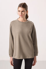 <tc>Sweatshirt tunique femme oversize à col rond en tissu texturé doux - 97303</tc>