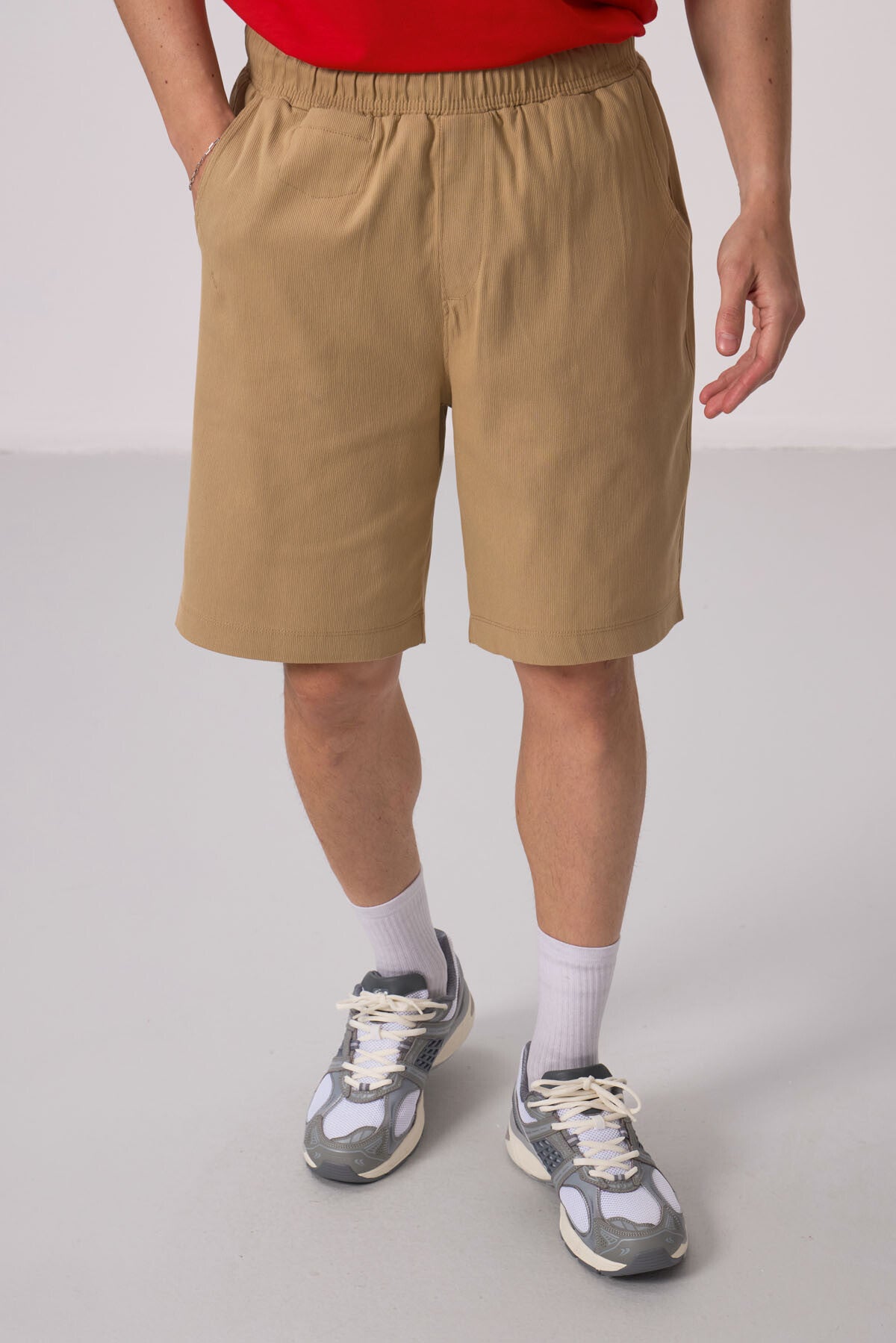 <tc>Short chino tissé légèrement extensible, coupe standard - gris - 81290</tc>