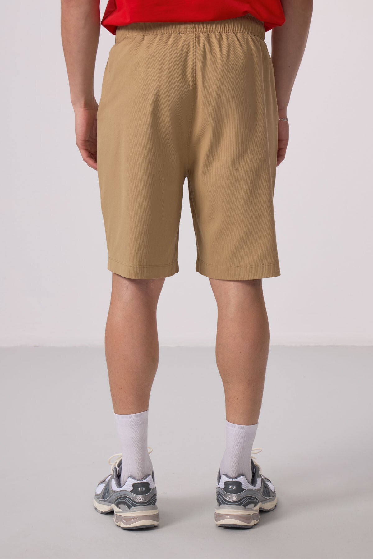 gri standart fit dokuma hafif esnek chino şort - 81290 - Justyol