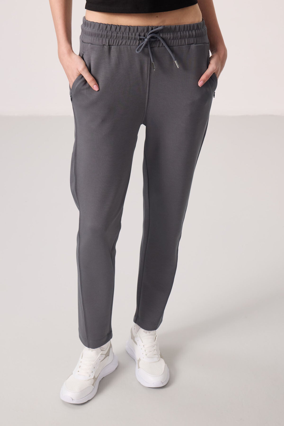 <tc>Pantalon femme à jambes fuselées en tissu texturé doux avec fermeture éclair dissimulée - 94668</tc>