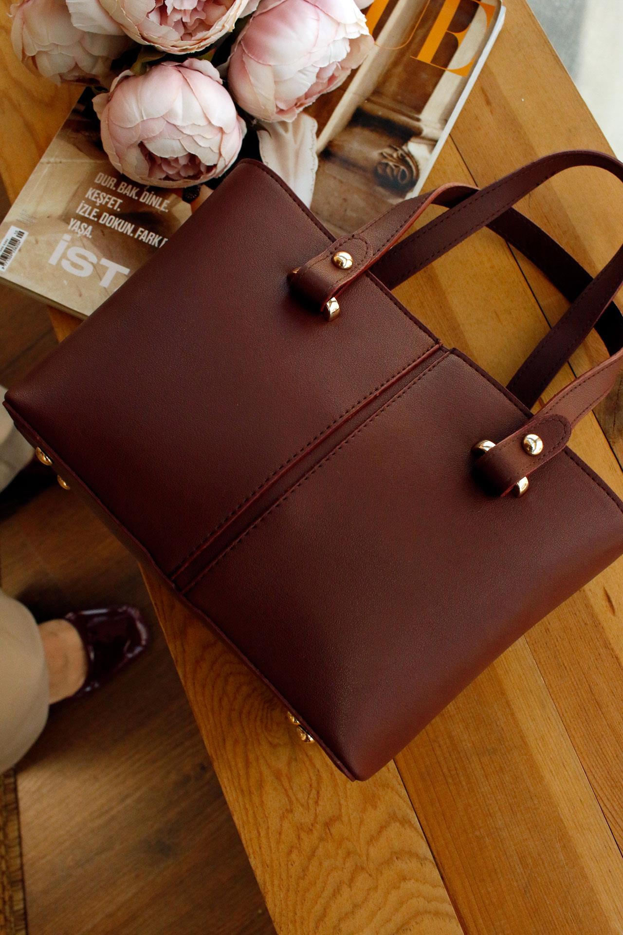 <tc>Sac à main en cuir bordeaux Krakow pour femme</tc>