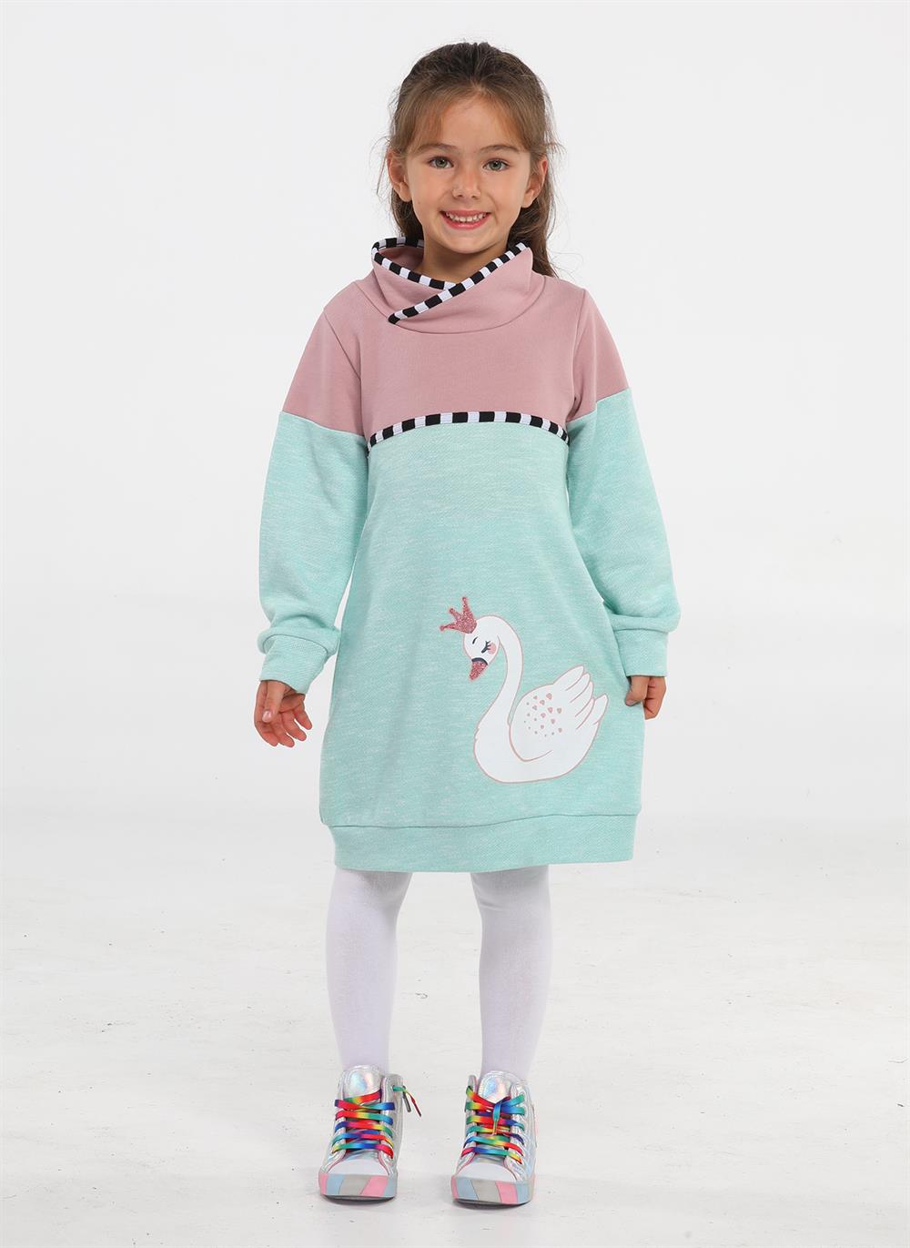 <tc>Robe fille Cygne avec motif ballon</tc>