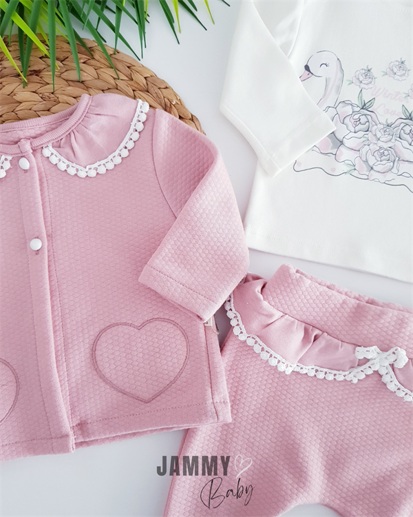 swan heart quilted 3 piece set-dry