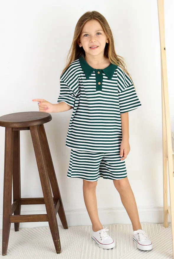 Ensemble Fille 2 Pièces en Tissu Lacoste Rayé