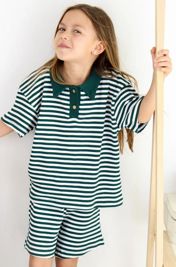 Ensemble Fille 2 Pièces en Tissu Lacoste Rayé