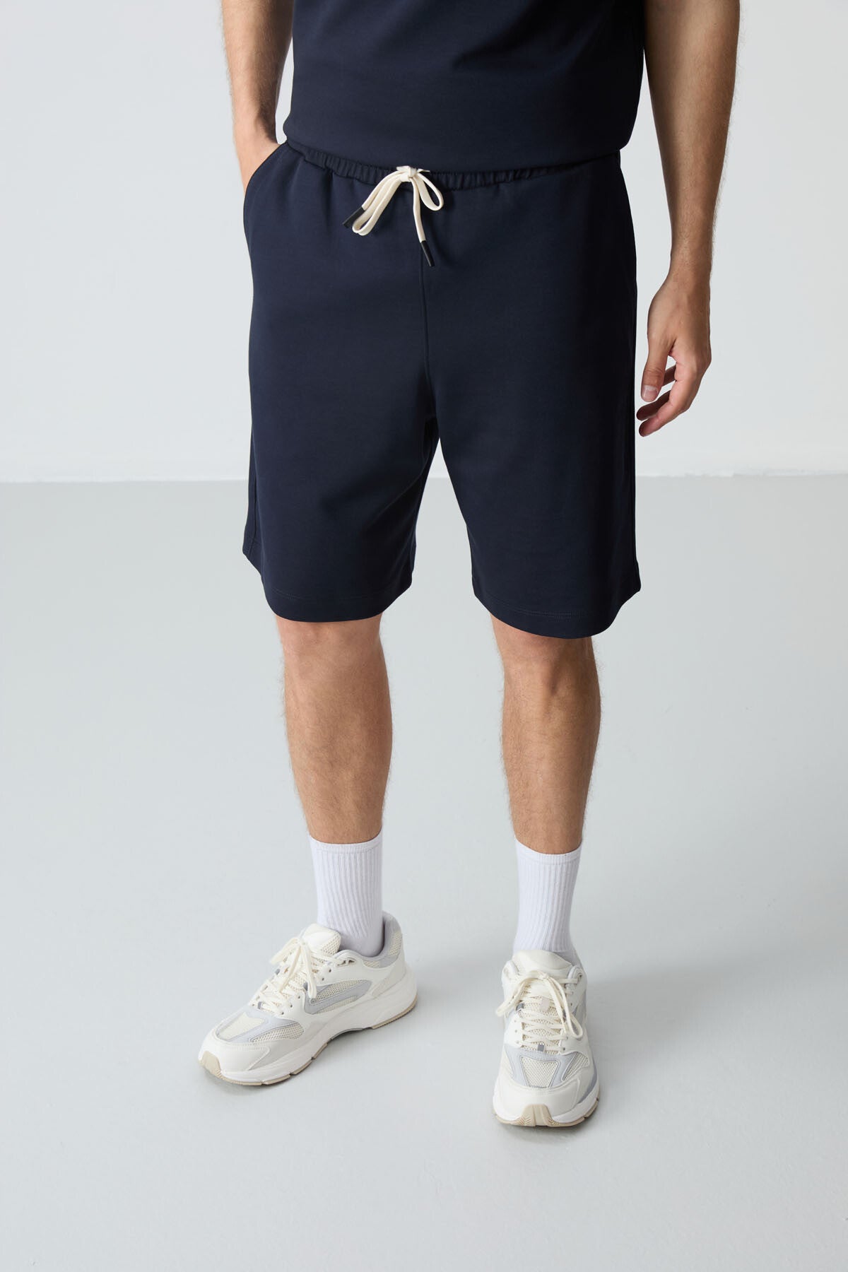 <tc>Ensemble de Shorts Basique Homme Bleu Marine en Coton Épais à Texture Douce, Coupe Comfort Fit - 85257</tc>