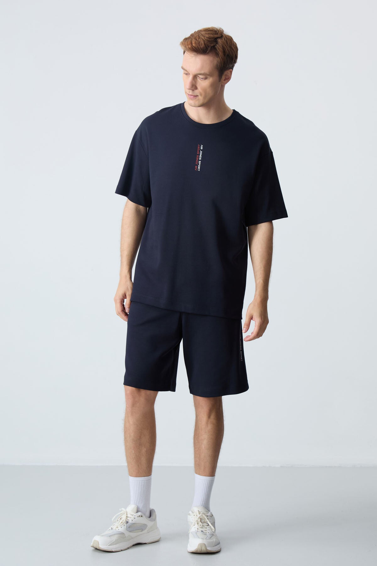 <tc>Ensemble de Shorts Basique Homme Bleu Marine en Coton Épais à Texture Douce, Coupe Oversize - 85258</tc>