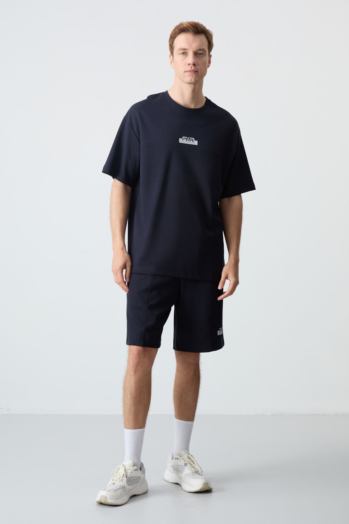 <tc>Ensemble de Shorts Basique Homme Bleu Marine en Coton Épais à Texture Douce, Coupe Oversize - 85259</tc>