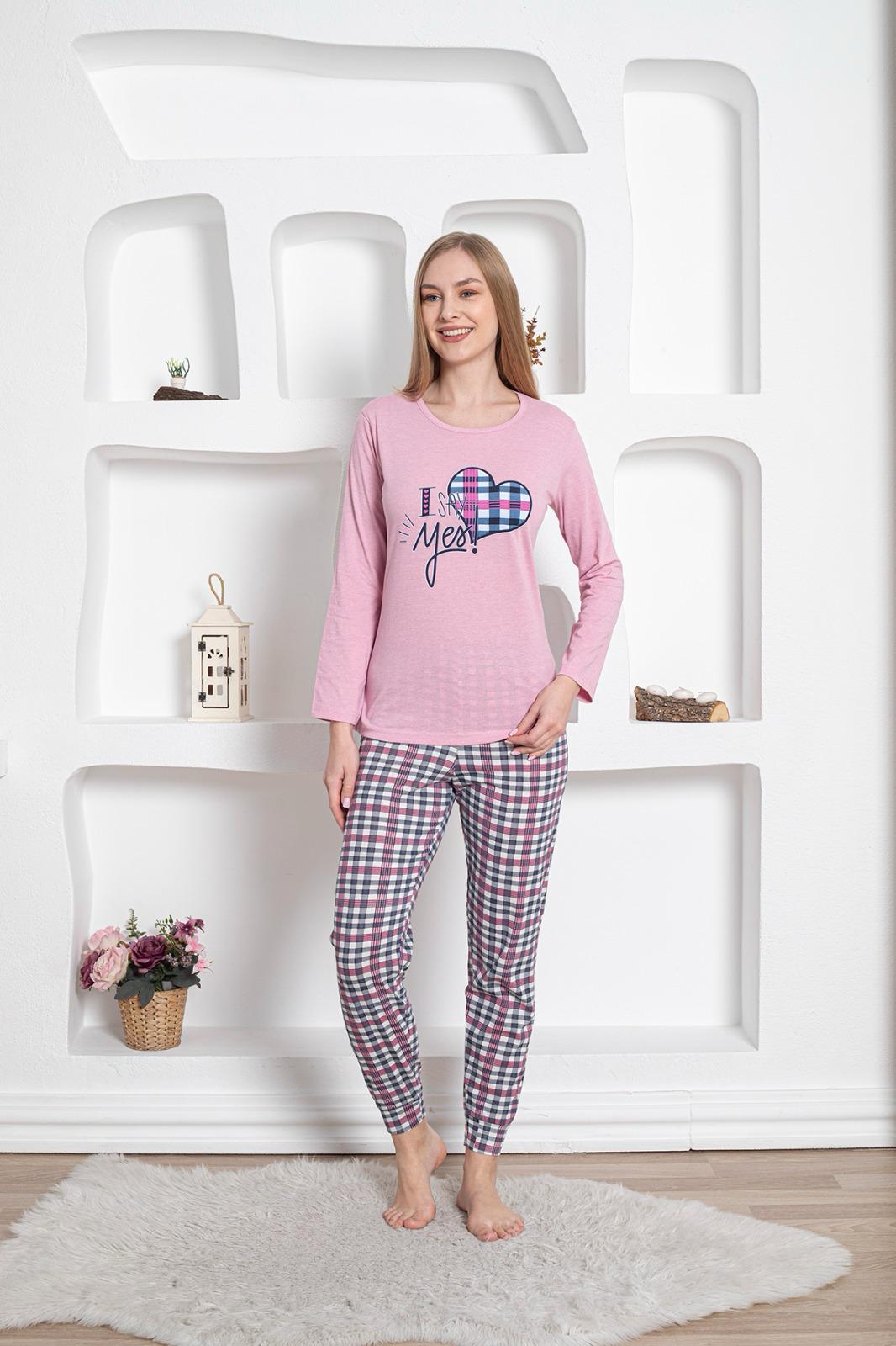 <tc>Ensemble de pyjama Dreamy en coton, à manches longues, avec motif et bas à poignets.</tc>