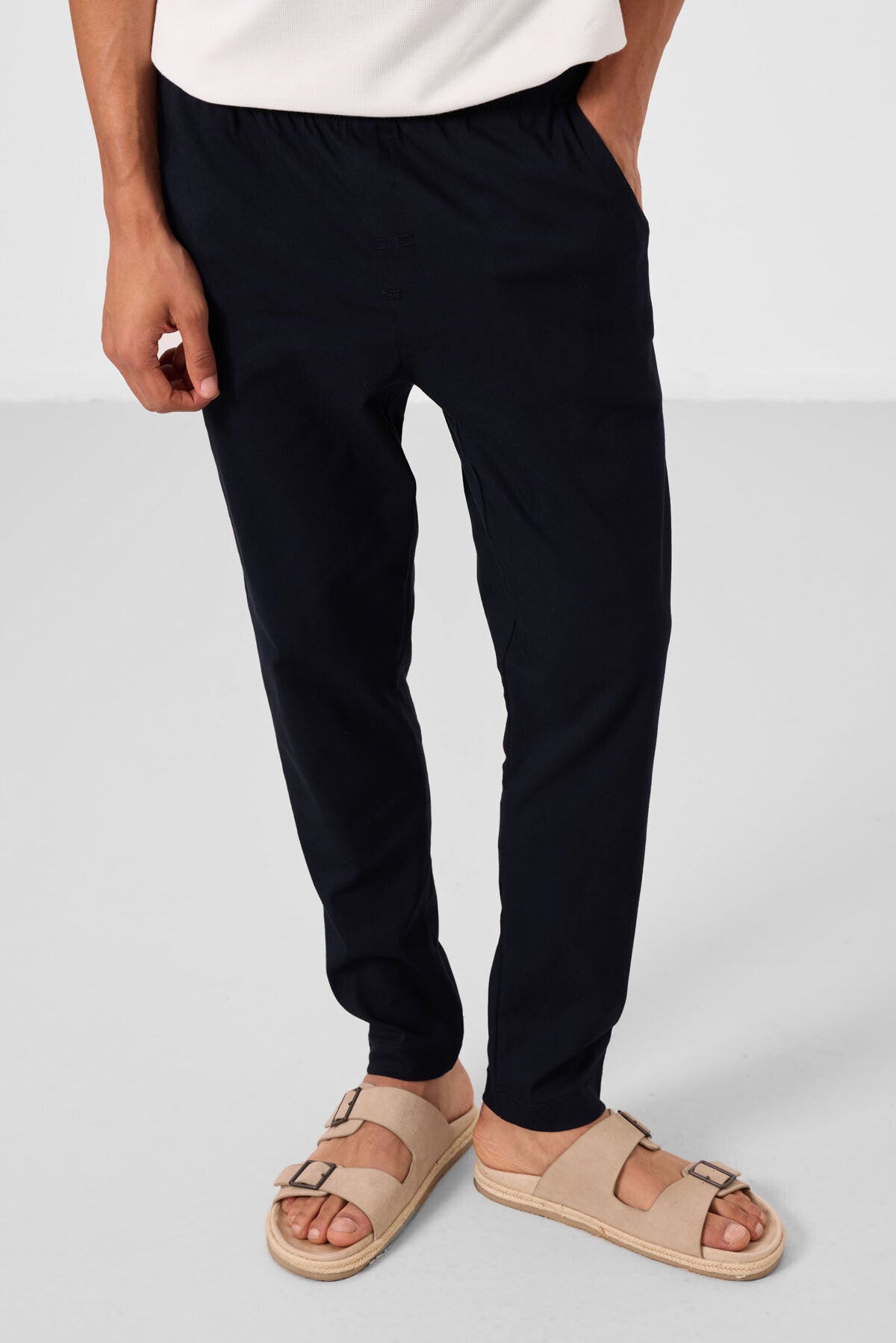 standart fit dokuma hafif esnek chino erkek pantolon - 82180 - Justyol