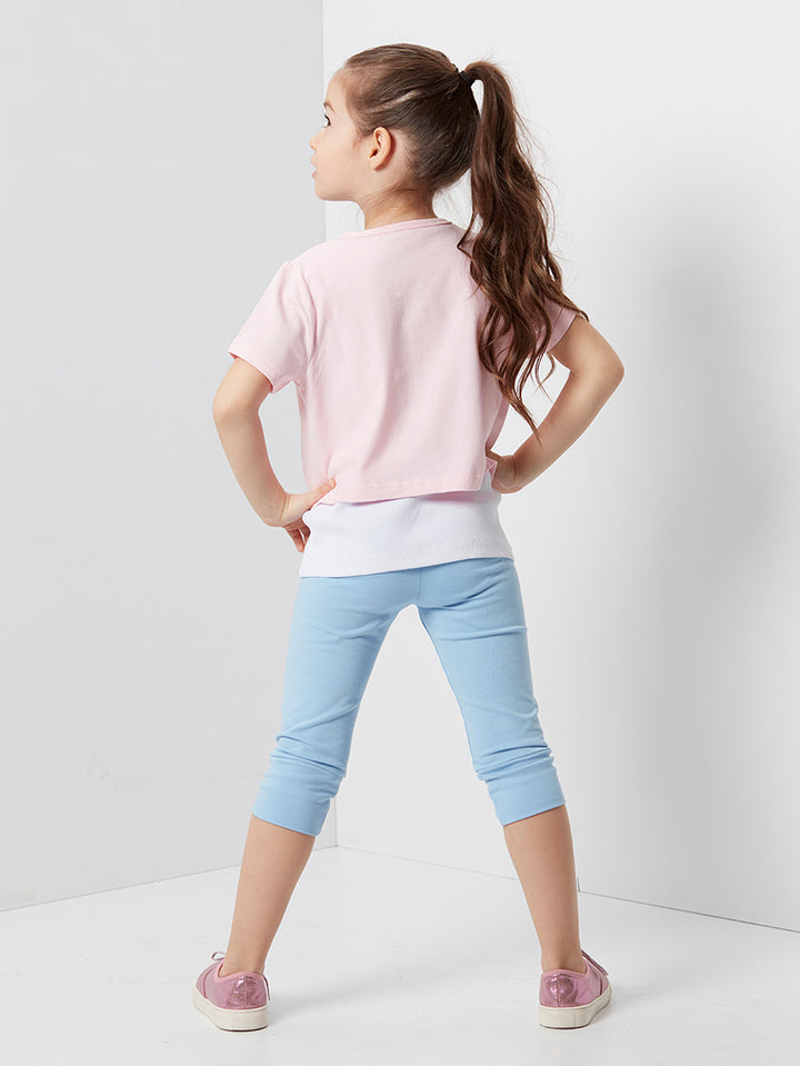 Ensemble fille 2 pièces t-shirt à pompons et legging – Confort et style ludique