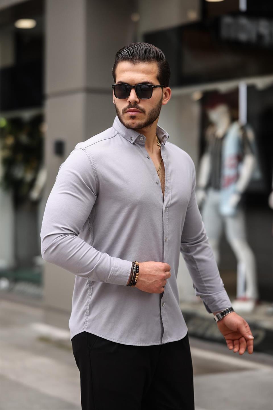 likrali regular fit nefes alabilir klasik erkek oxford gömlek - Justyol