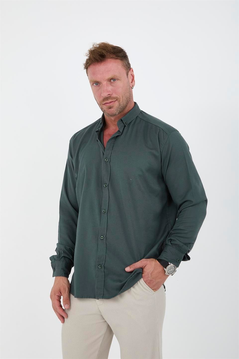 chemise homme oxford lycra manches longues élégante