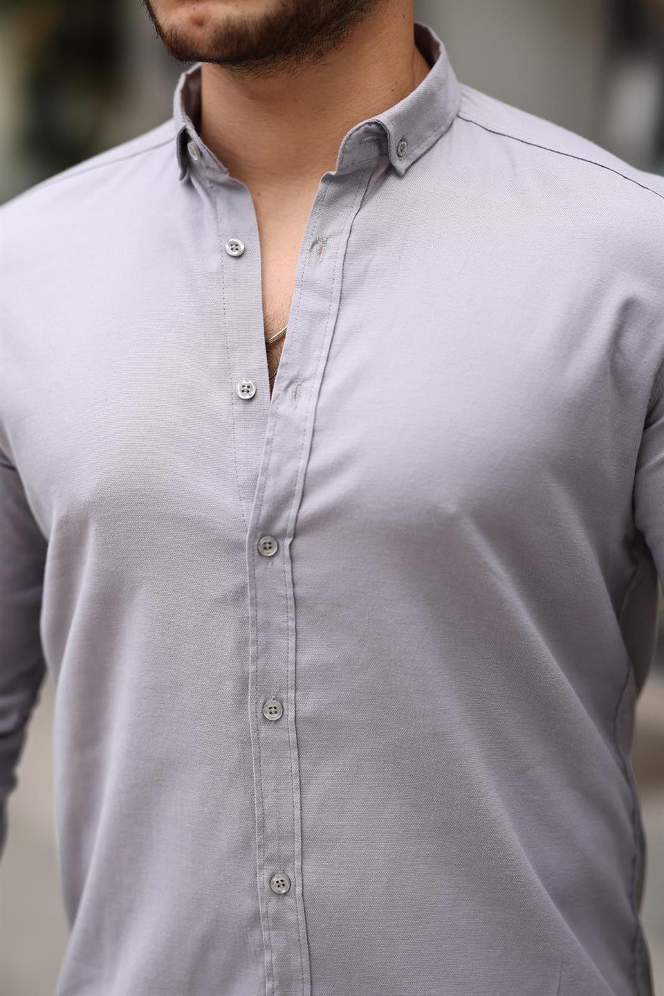 likrali regular fit nefes alabilir klasik erkek oxford gömlek - Justyol