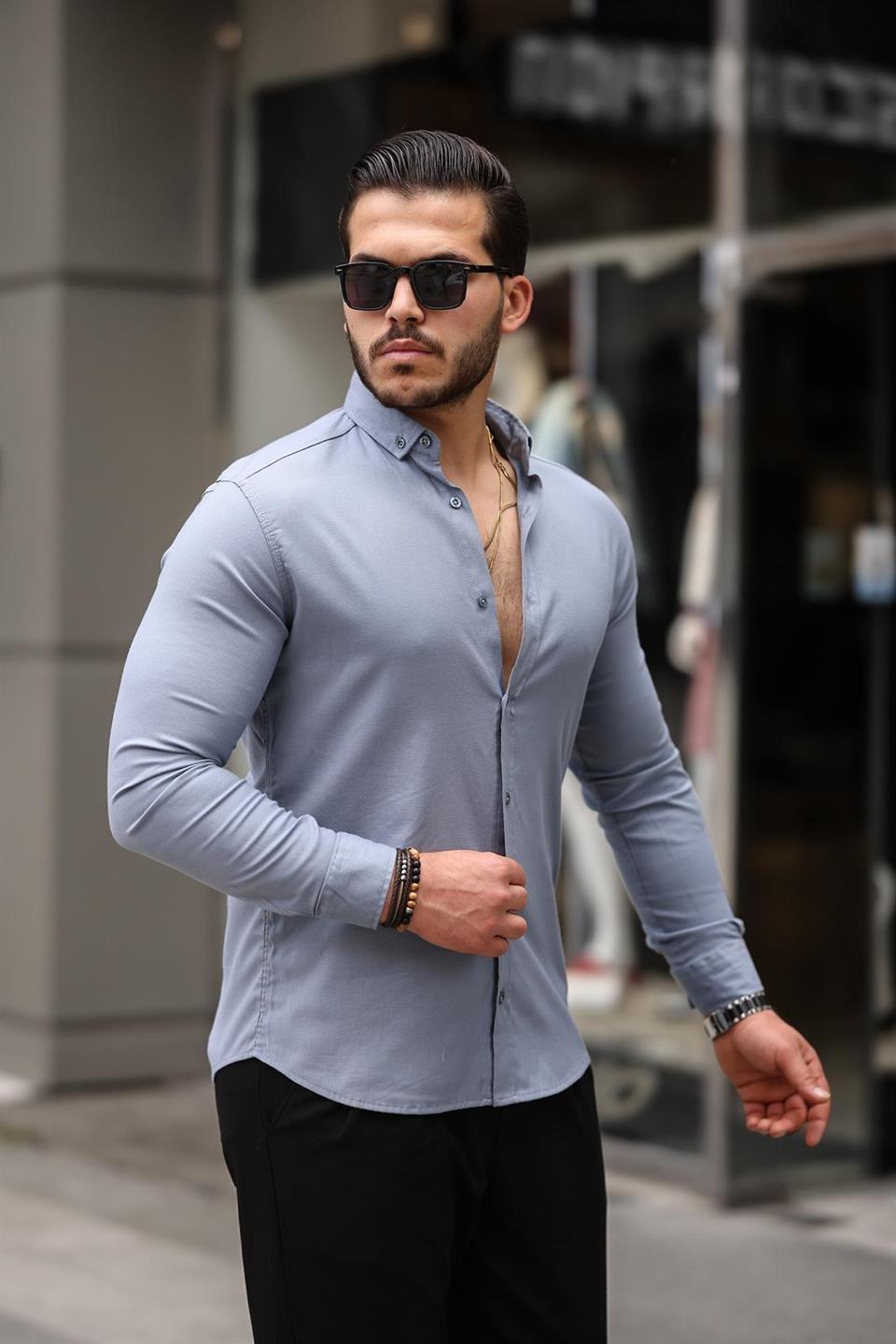 likrali regular fit nefes alabilir klasik erkek oxford gömlek - Justyol