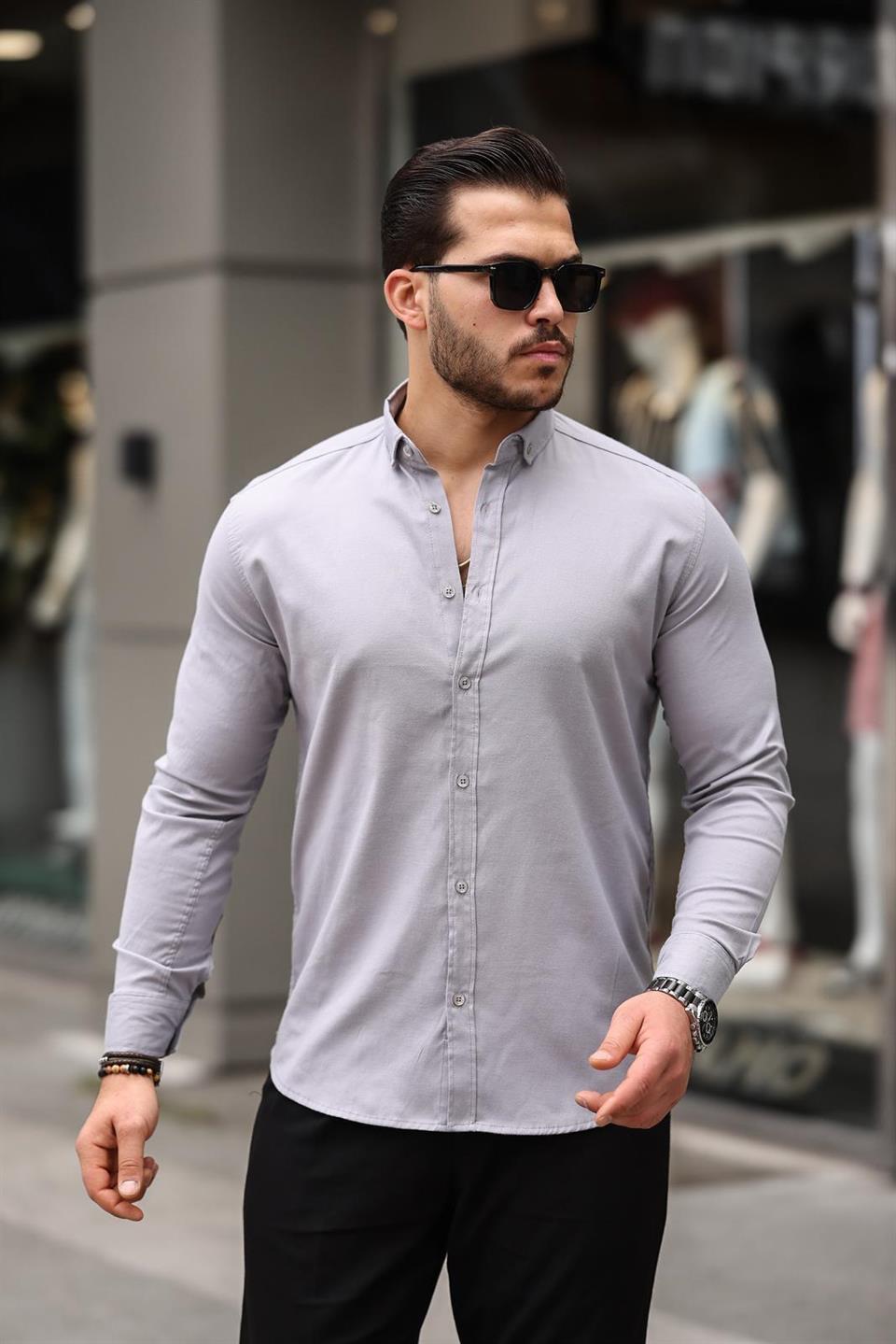 likrali regular fit nefes alabilir klasik erkek oxford gömlek - Justyol