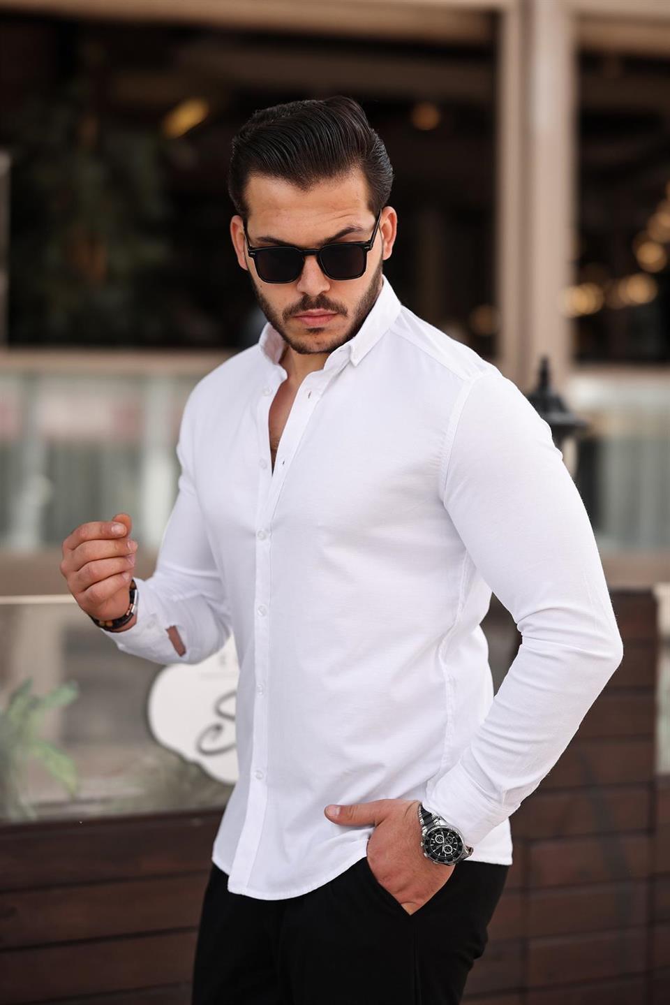 likrali regular fit nefes alabilir klasik erkek oxford gömlek - Justyol